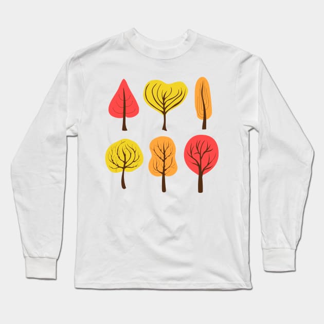 Colorful autumn trees Long Sleeve T-Shirt by katerinamk